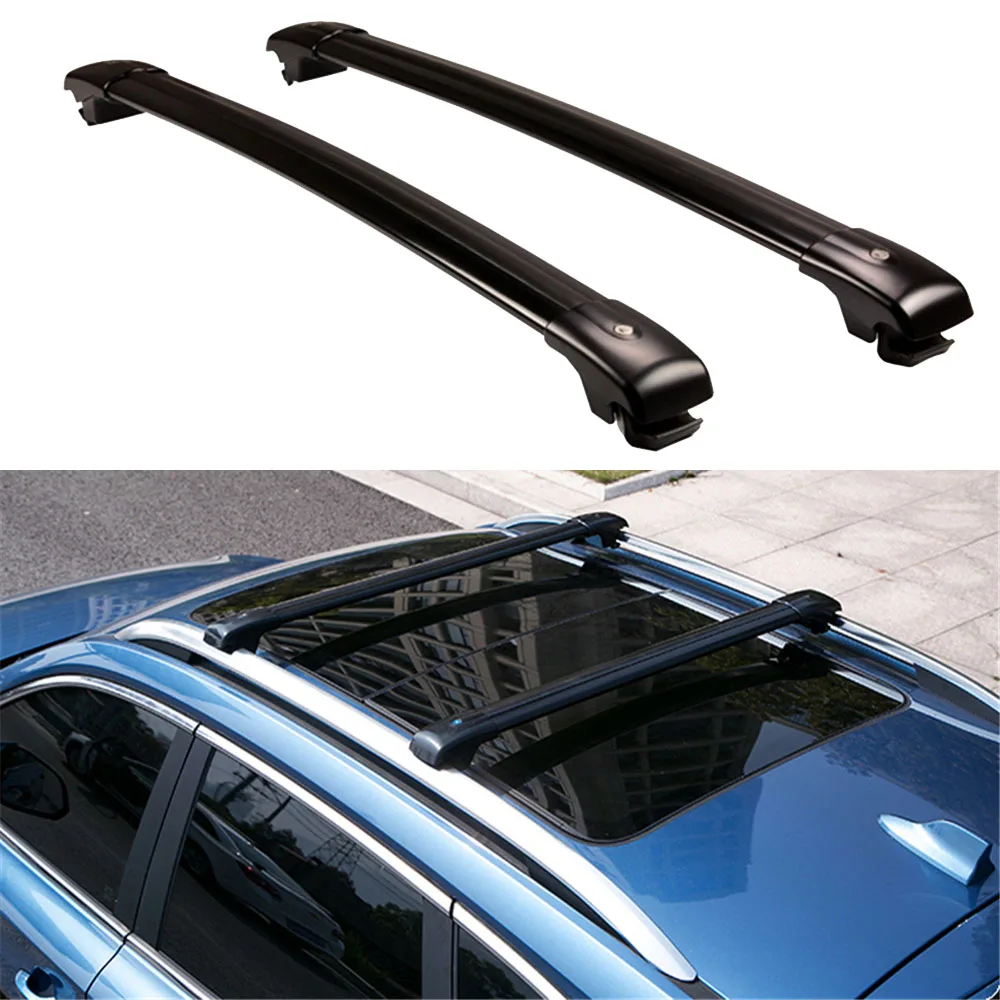 2Pcs Lockable Roof Rack Cross Bars Crossbar Baggage Luggage Rack Aluminum Fit for VW Volkswagen ID.6 2020-2024 Black