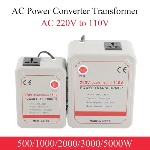 AC 220V to 110V Step Down Converter 1000W-5000W Voltage Transformer for 100-120V USA Appliances