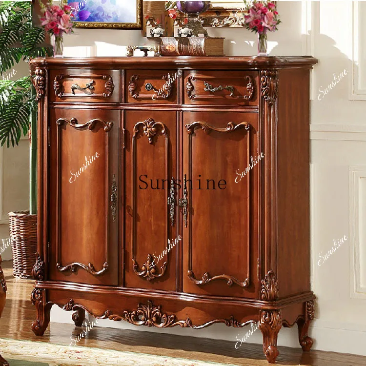 

American solid wood three-door shoe cabinet large-capacity shoe storage cabinet FT