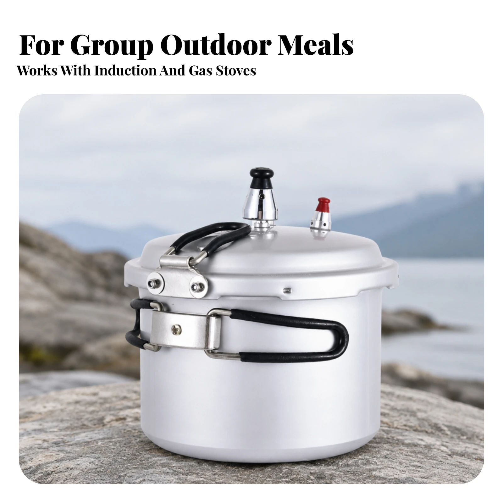 Aluminum Pressure Cooker Foldable Pressure Cooker with Folding Handles Pot Safe Cookware Long-Lasting for Campers, Camping