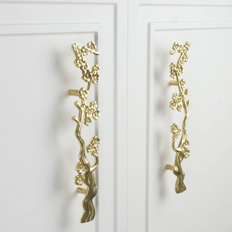 

Exquisite 2PCS Pure Brass Plum Blossom Furniture Handles Drawer Pulls Cupboard Wardrobe Closet Cabinet Pulls Handles Decorations