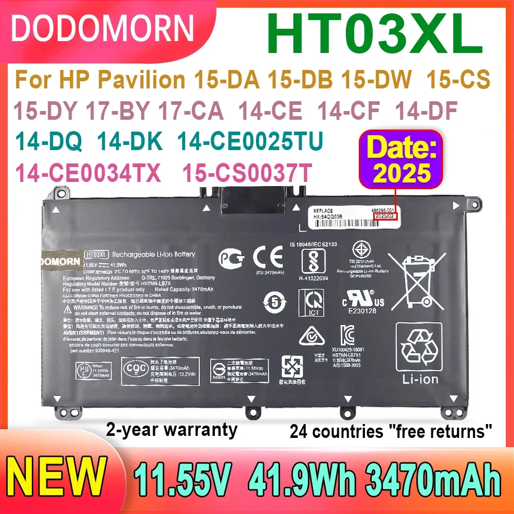 

HT03XL Laptop Battery For HP Pavilion 14-CE0025TU 14-CE0034TX 15-CS0037T 250 255 G7 TPN-Q207/TPN-Q208/TPN-Q209/TPN-C135/TPN-C136