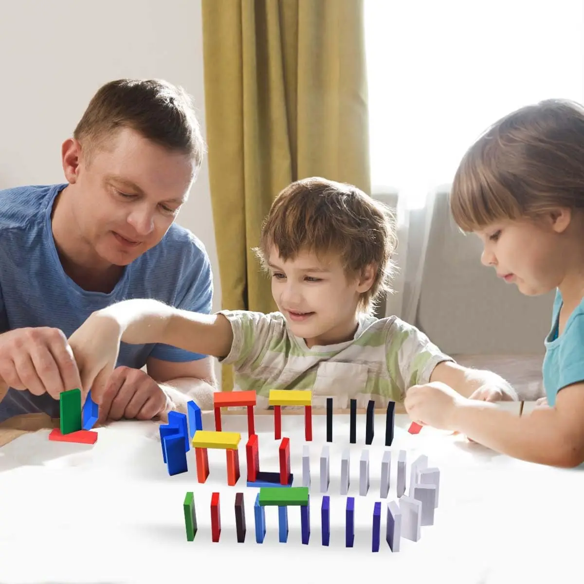 600 Pcs Colorful Wooden Domino Blocks Set Tile Bulk Building Racing Stacking Games Educational Toys for Kids Birthday Party Favo