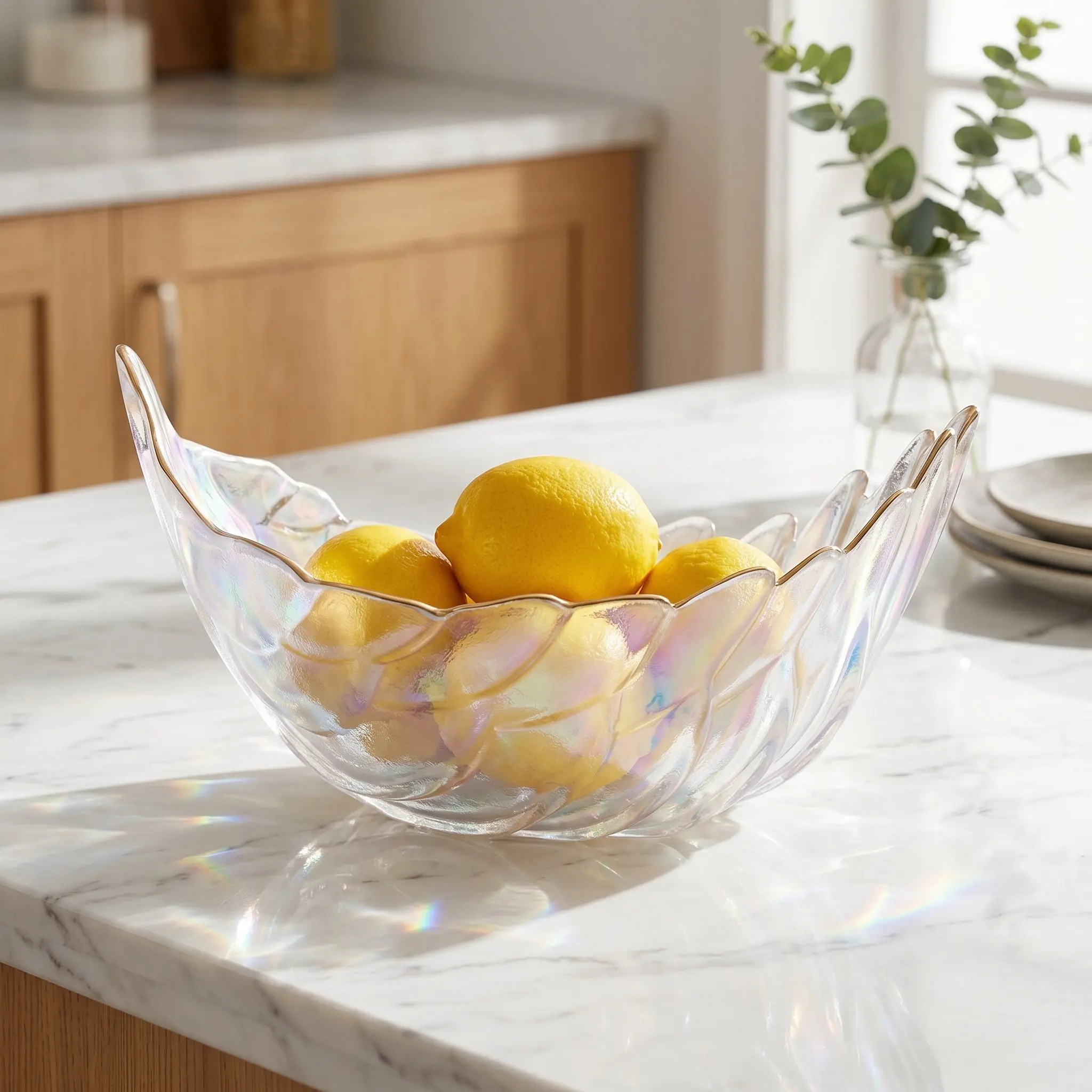 Nordic Style Glass Fruit Salad Bowl High-Quality Safe Non-Slip Design for Home Party Restaurant Delicate Multi-Function Food