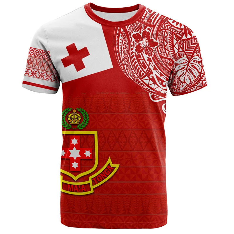 Harajuku Summer 3D The Kingdom Of Tonga Printing T Shirt Oceania Tonga National Day Graphic T-shirts Fashion Mens Clothing Tops