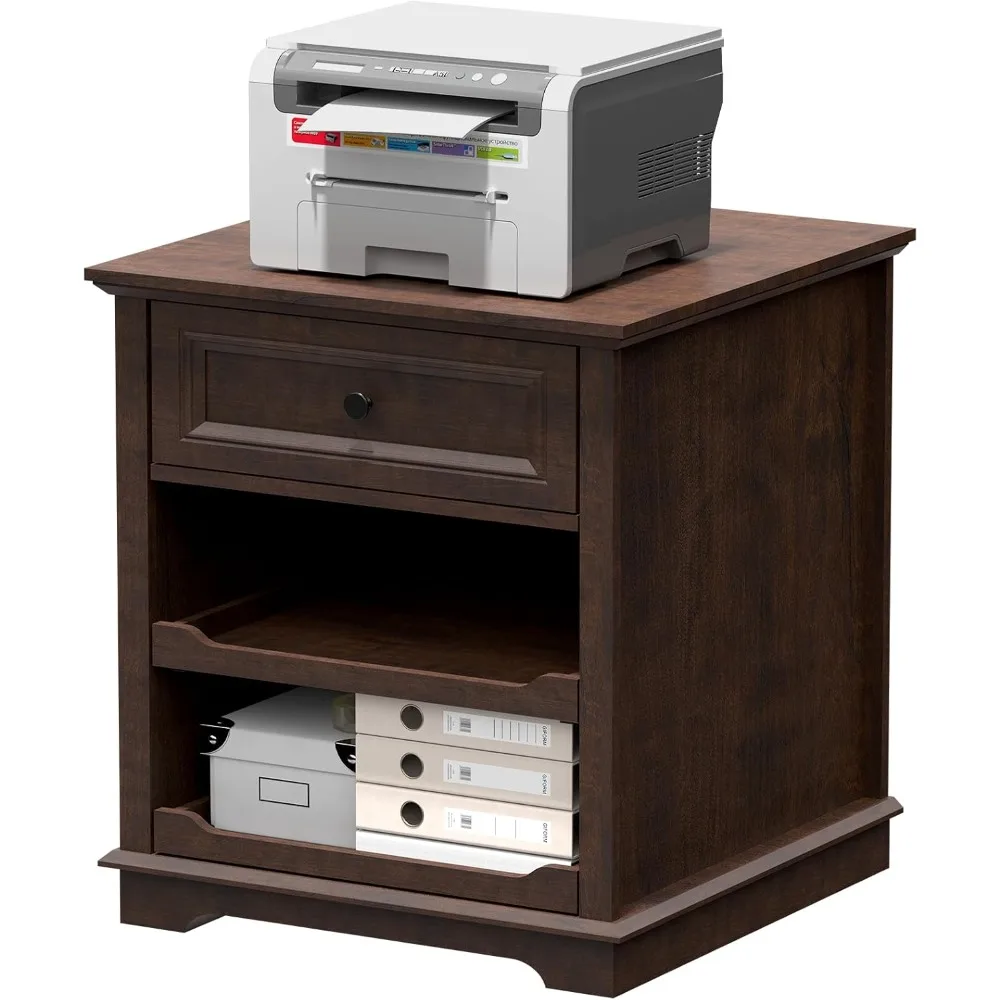 

Lateral File Cabinet 3 Drawer File Cabinet with Charging Station, Wood Lateral Filing Cabinet,Printer Stand with Open Adjustable