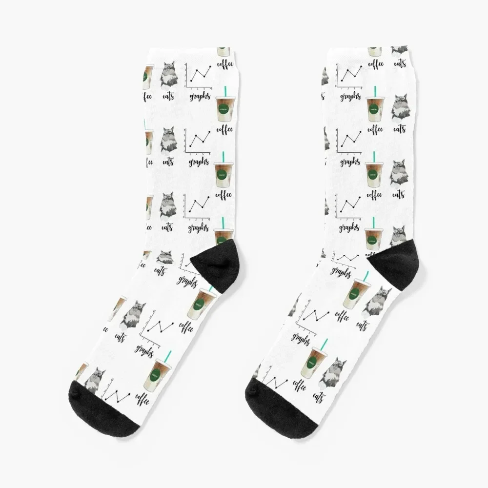 

Coffee Cats and Graphs Socks custom funny sock New year's Toe sports Socks Men Women's