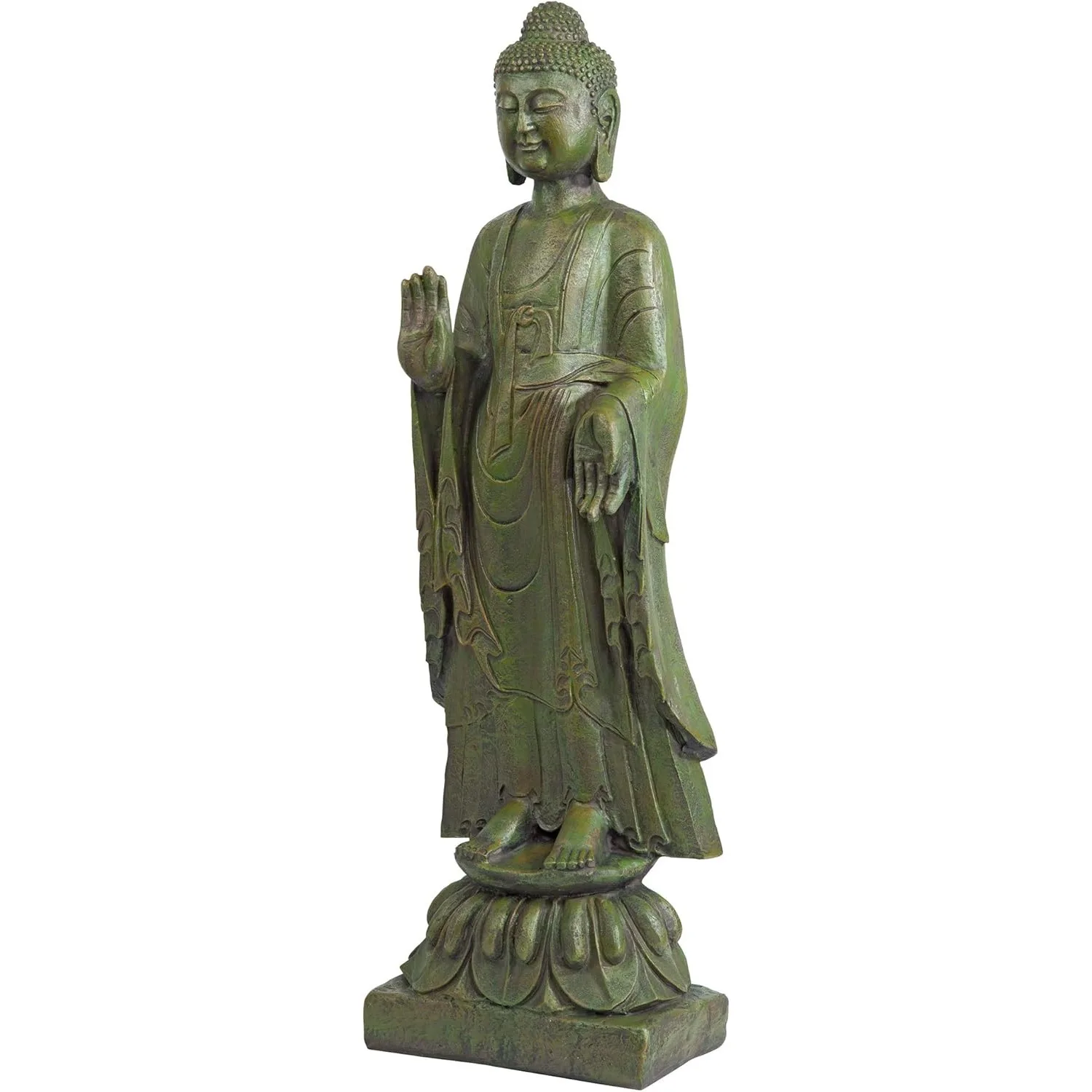 Design Toscano JE142050 Enlightened One Asian Decor Indoor/Outdoor Garden Statue 12 Inches Wide 40 Inches Tall Green Bronze