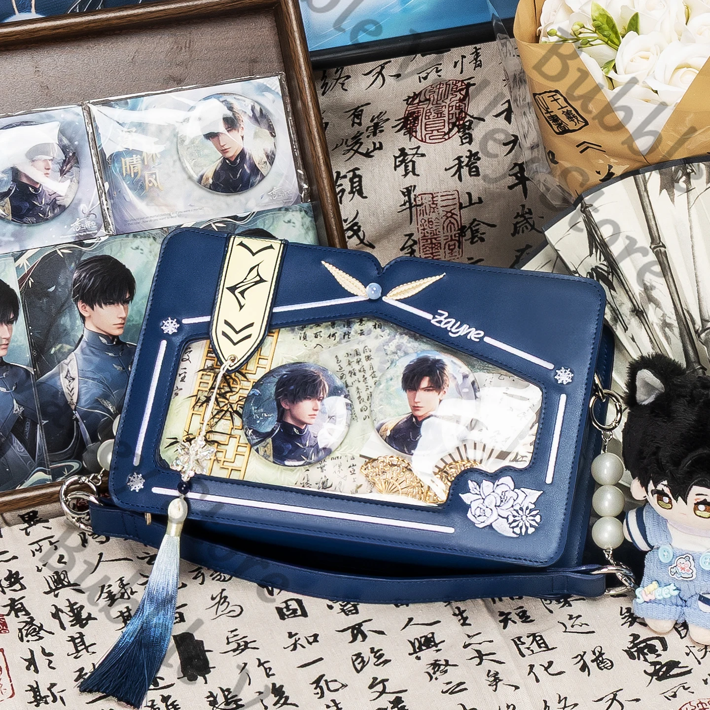 

Anime Love and Deepspace Zayne Jasmine Snowflake Cosplay Pu Ita-bag Cartoon Shoulder Bag Messenger Bags Handbag Versipacks Xmas