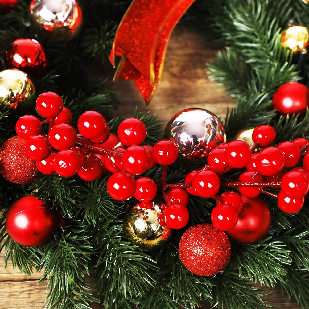 

20 Pcs Simulated Red Fruit Branches Christmas Decorations Berries Faux Xmas Artificial Picks Simulation Berry Decorate