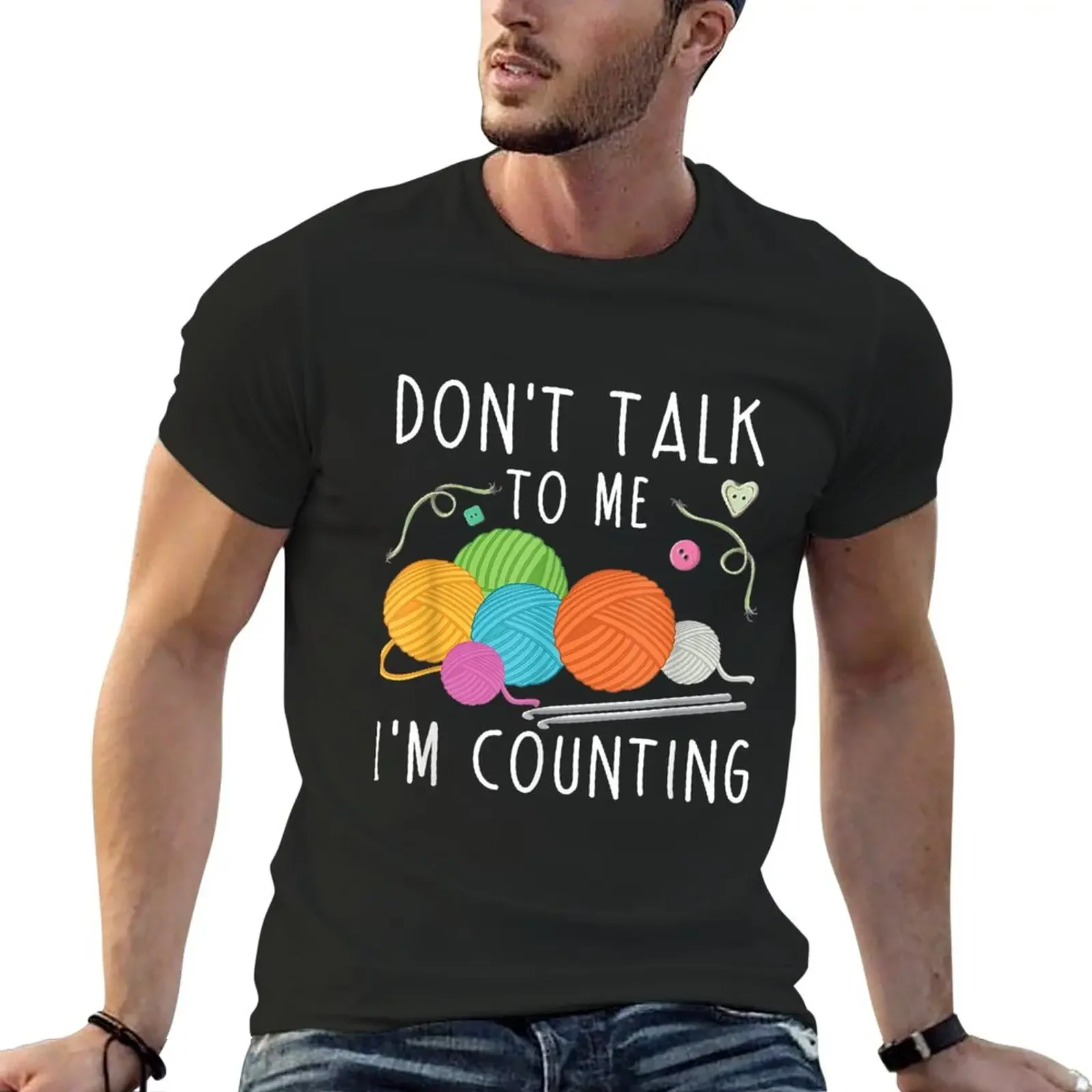 New Don't Talk To Me I'm Counting Crochet Knitting Funny T-Shirt oversized t shirt heavyweight t shirts t shirts for men