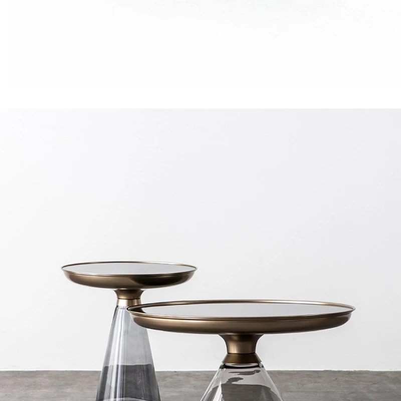 

Jichuang Nordic art coffee table combination round light luxury tempered glass edge small apartment modern Internet