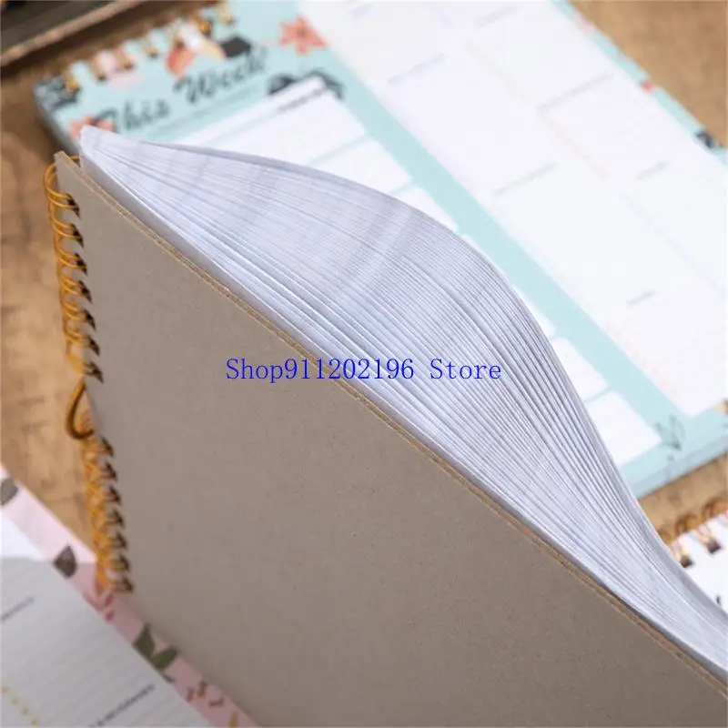 P82A Tear Resistant Weekly Diet Organizers Notebook Reusable Meal Planning Pad With Reinforced Coils Compacts Vertical Design