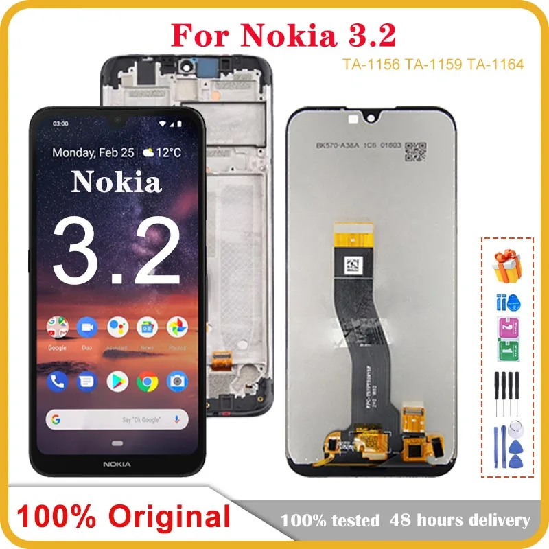 

6.26" Original LCD Digitizer For Nokia 3.2 LCD Display Touch Screen Assembly Replacement For Nokia 3.2 LCD TA 1156 1159 1164