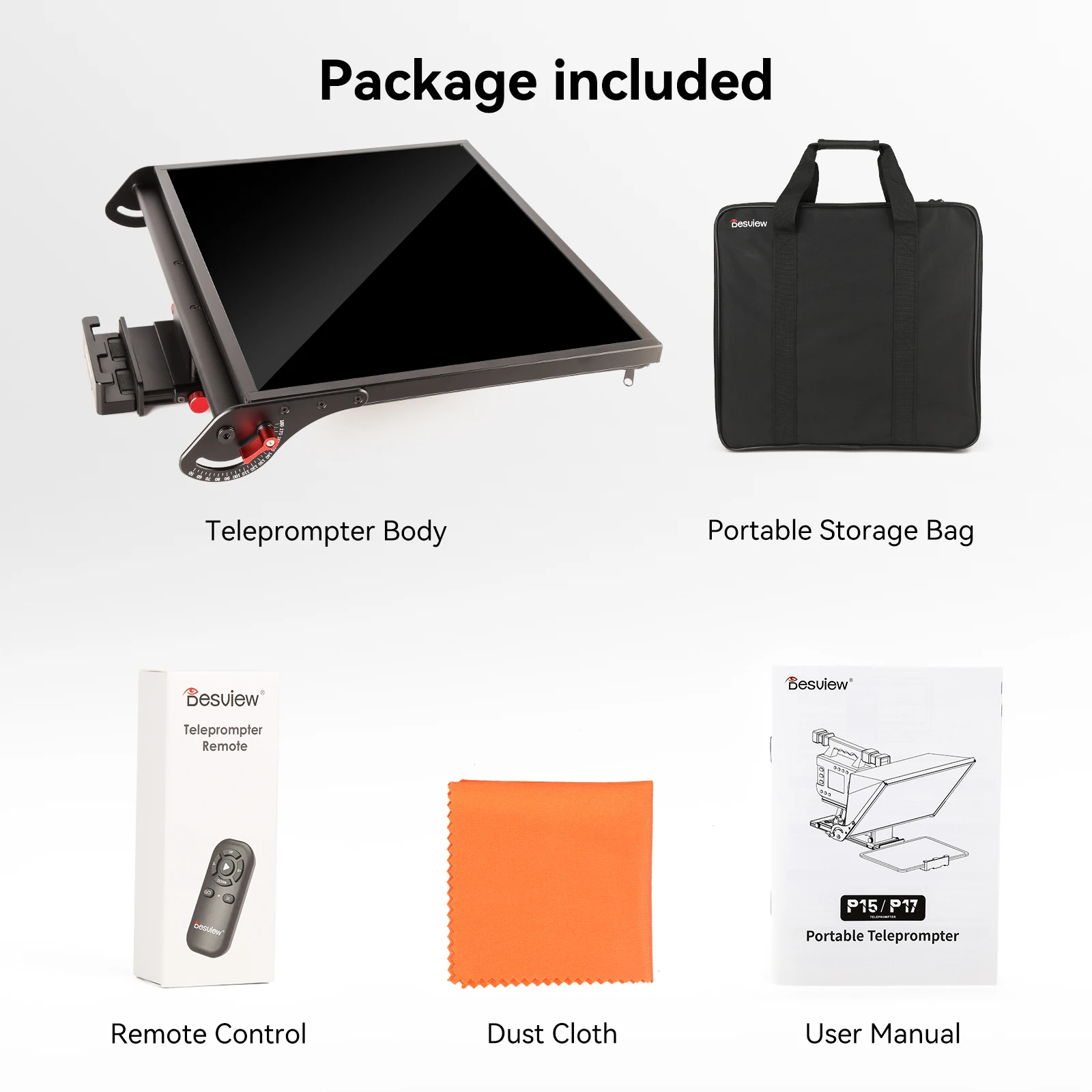 Desview P13 P15 P17 Teleprompter, Aluminum Alloy 17 inch Professional Prompter for Phone iPad for Online Teaching Live Streaming