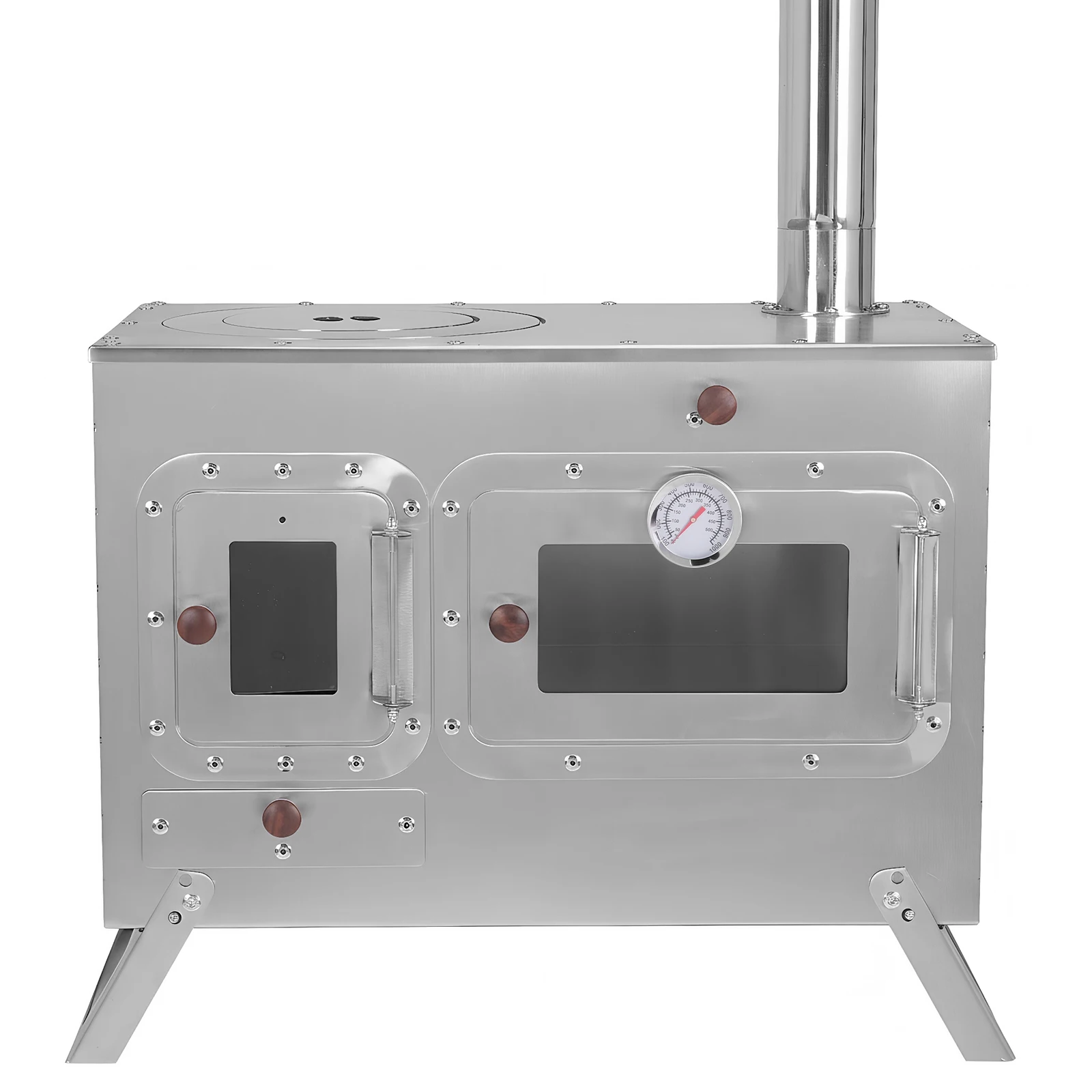 

Portable Camping Stove with 4 Chimney Pipe Camping Tent Stove Stainless Steel for Outdoor Heating & Cooking Ice Fishing Hunting