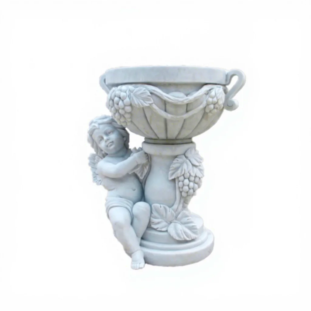 Luxury Hand-Carved Marble Statue Art Hotel Villa Courtyard Street Landscape Design Flower Pot Elegant Stone Garden Sculpture for