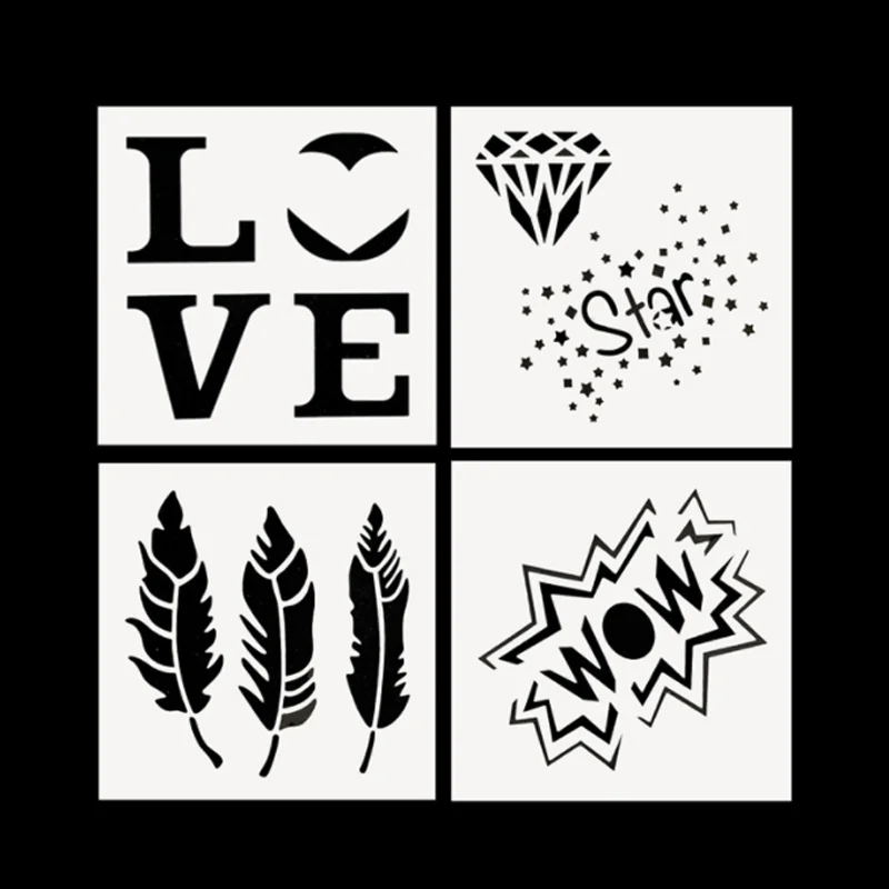 

Diamond Feather Hollow Spray Flower Stencils For Painting DIY Wall Scrapbook Photo Album Embossing Graffiti Decoration Template