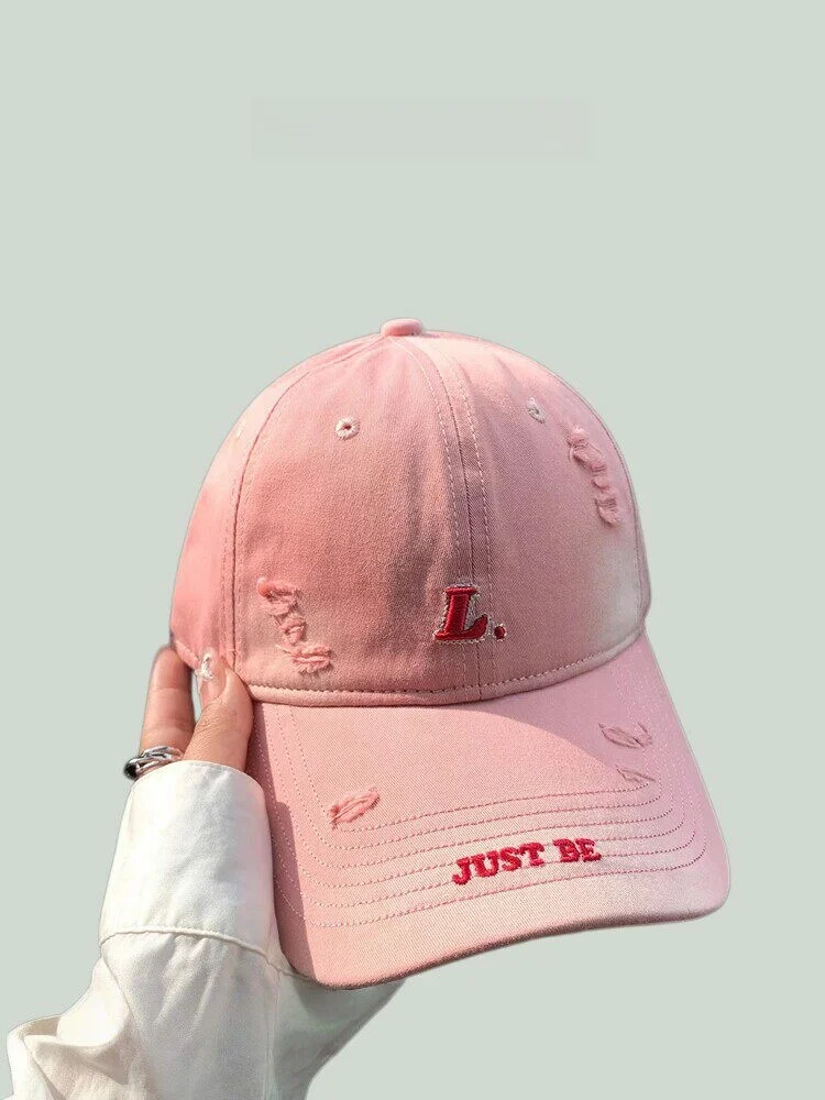 women's-pink-baseball-cap-adjustable-wide-brim-hat-soft-top-letter-embroidery-sun-protection-universal-size-for-all