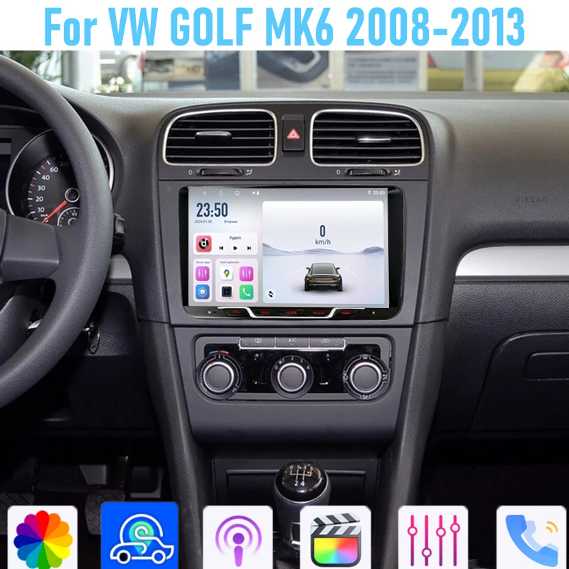 9 ''لشركة فولكس فاجن جولف MK6 2008-2013 نظام تحديد المواقع 64 جيجابايت راديو السيارة اللاسلكية أندرويد 15 رئيس وحدة Carplay نظام ذكي نافي واي فاي جوجل خريطة