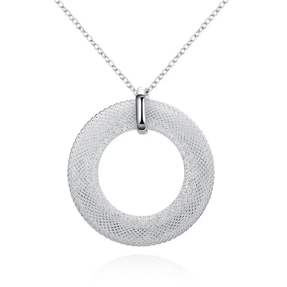 925 Sterling Silver Necklace For Women network circle Pendant 18 inches Christmas gifts high quality Fashion party Jewelry