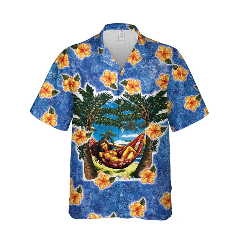 Vintage Beach Hula Fashion Slim Fit Shirts For Blouse Men Hawaiian Clothes Casual Dress Camisas Casuais Flower Retro Harajuku