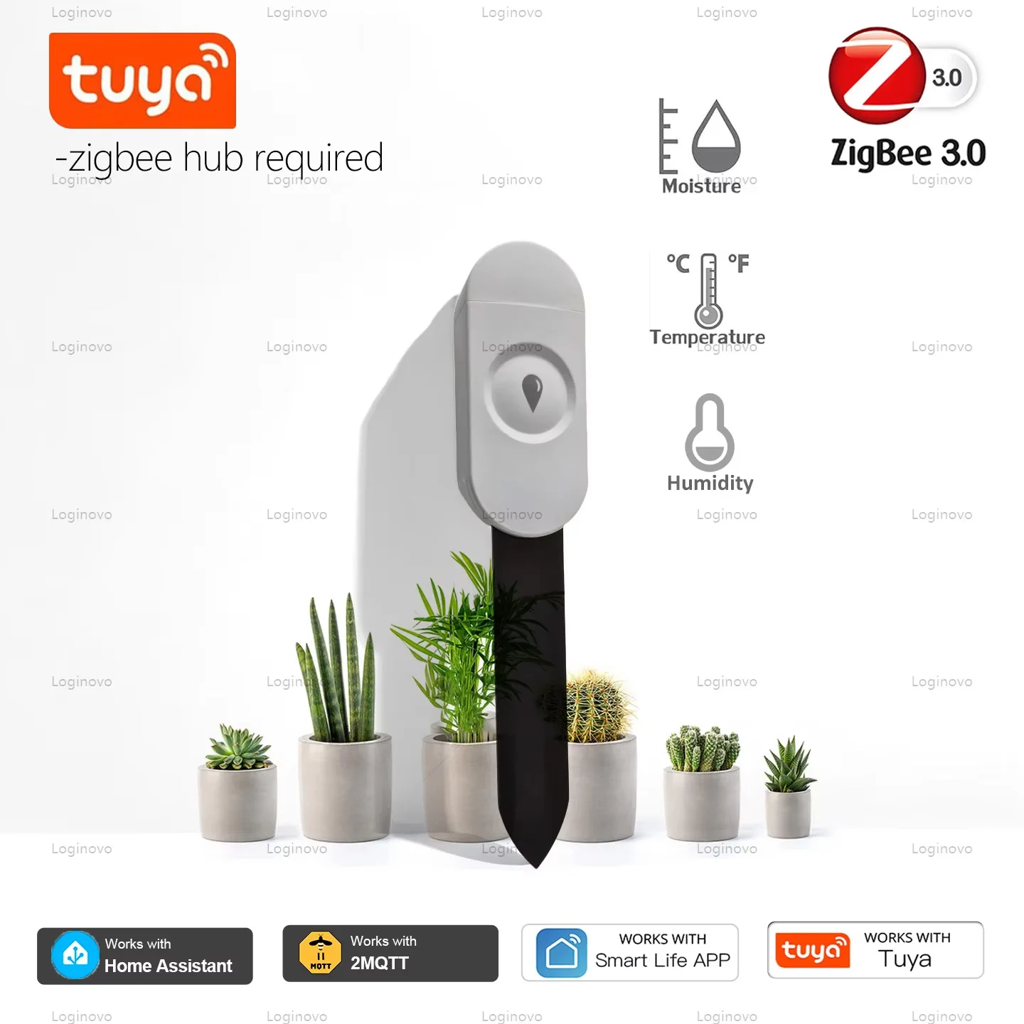 Zigbee Moisture Temperature Humidity Detector Tuya Smart Soil Tester Moisture Sensor Support Home Assistant Z2M Smart Life APP