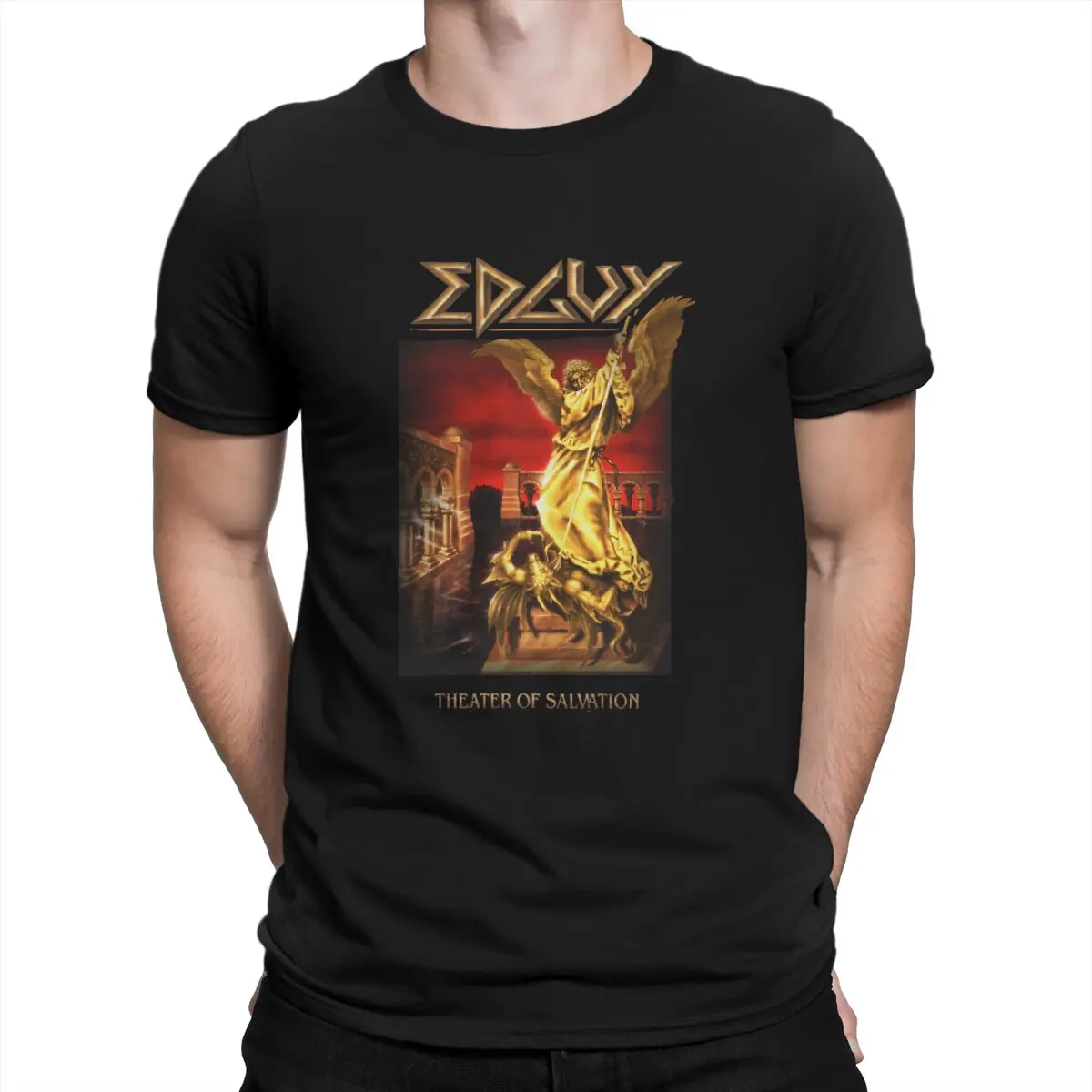 Men Edguy Theater of Salvation T Shirt British Classic Metal Band Pure Cotton Clothes Vintage Short Sleeve Crewneck T-Shirt