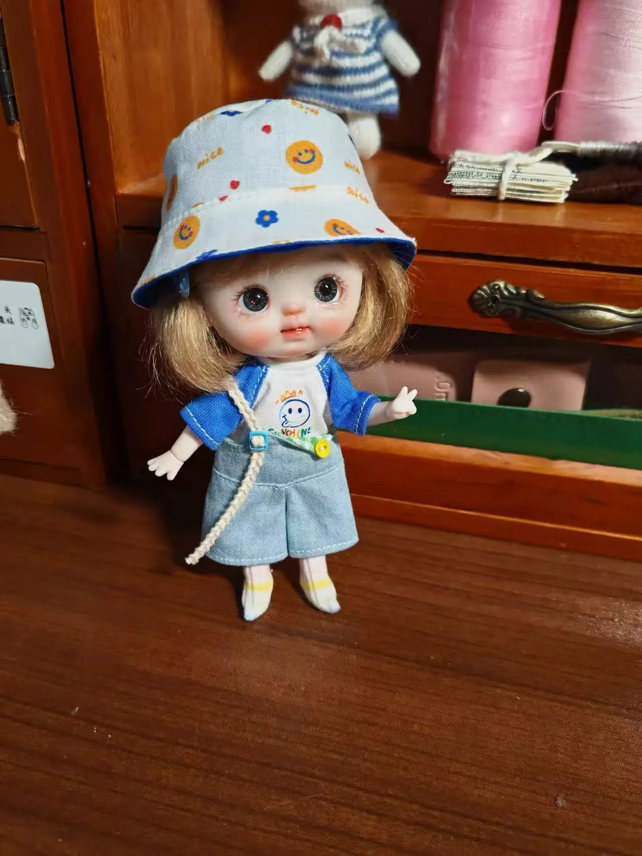 

S Dula Doll Clothes Dress Little cute Blue short sleeves outing set Ob11 gsc Doll Accessories