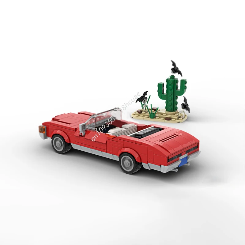 379 ELEMENTÓW MOC City Champion "Wielki Czerwony Rekin" Model Chevrolet Impala Convertible z 1971 roku, Klocki Konstrukcyjne, Kreatywne Klocki do Układania