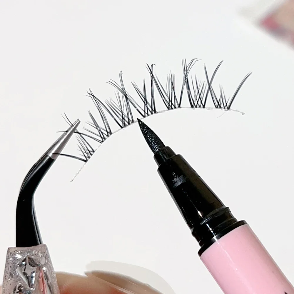 Waterproof 2 in 1 Self Adhesive Lashes Eyeliner Pen Glue-free Magnetic-free Lasting Quick Dry No Bloom Eyelashes Aid Makeup Tool