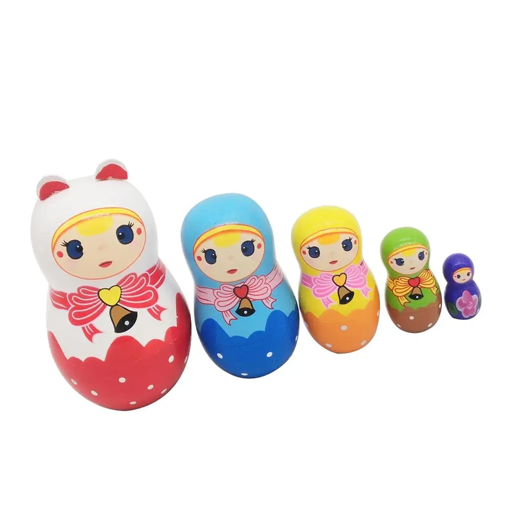 5 Stuks Schattig Klein Meisje Handgemaakte Houten Russische Nestpoppen Matryoshka Poppen Kids Verjaardagscadeaus Huisdecoratie