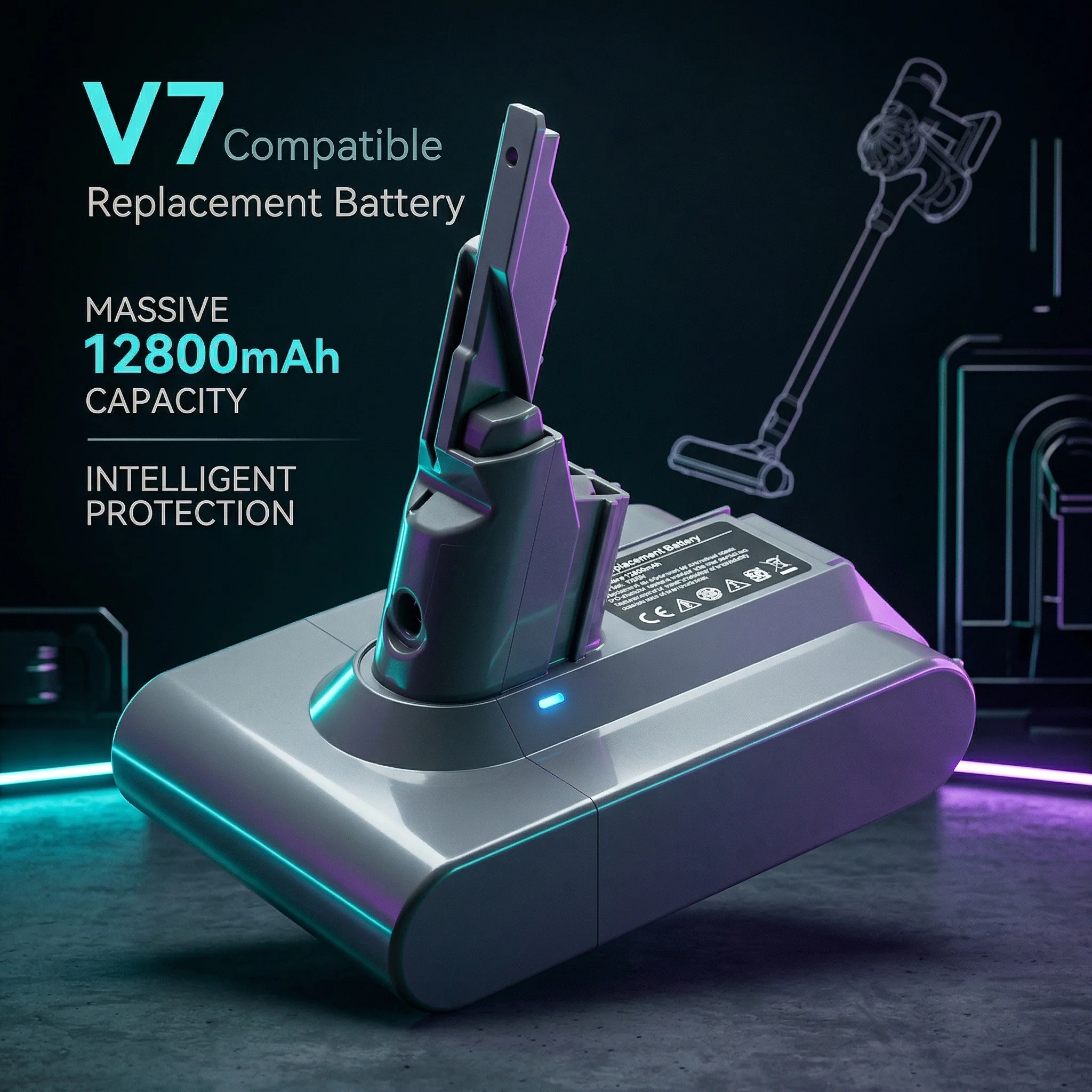 Batterie de remplacement 12800mAh pour aspirateur Dyson V8 V7 V6 V10, grande batterie SV10 SV11 SV12 SV03 DC62 Absolute