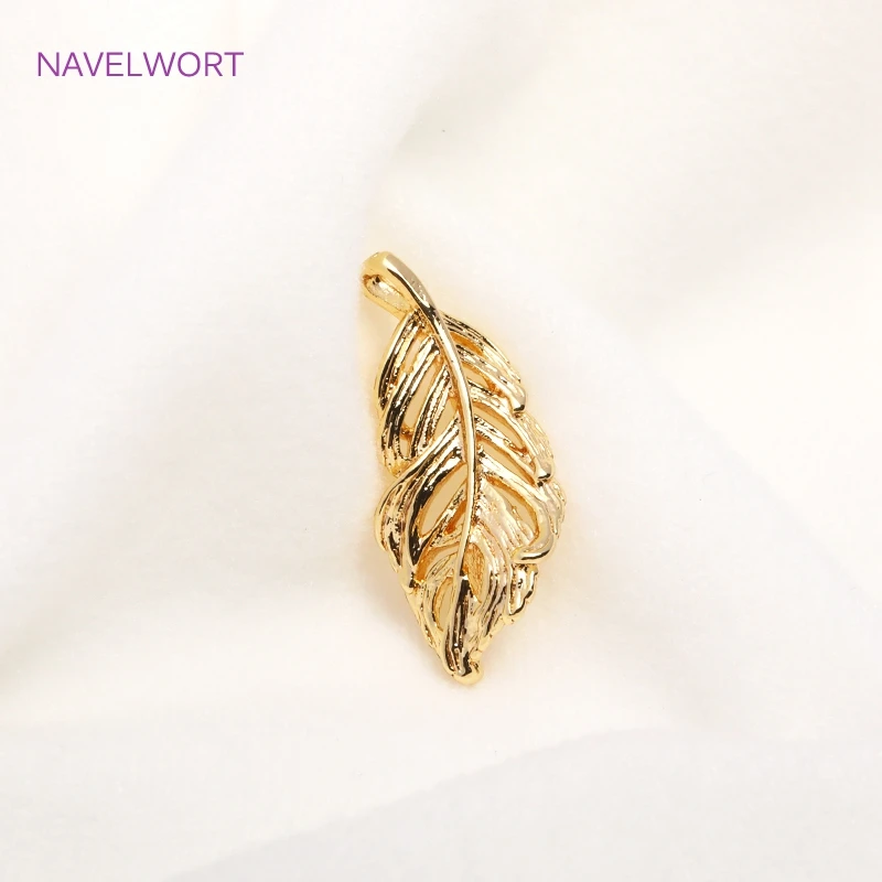 Trendy 14K Gold Plated Curly Leaves Charms,Brass Metal Hollow Leaves Pendants DIY Jewelry Making Accessories Wholesale