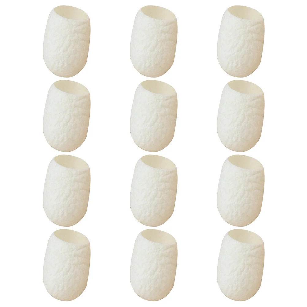 30 Pcs Cleaning Sponges Finger Cot Face Cleansing Silkworm Ball Natural Massage Scrub White