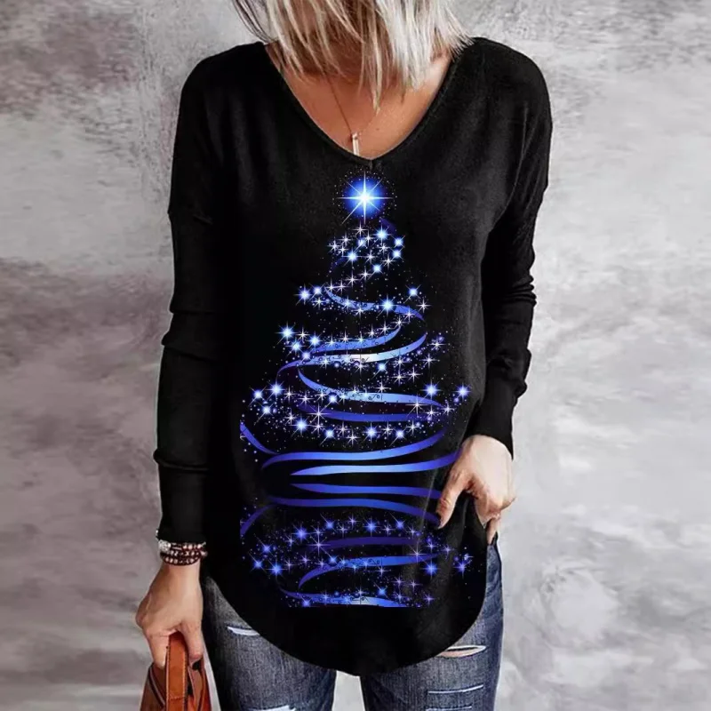 

3031European and American plus Size Women's Clothes Christmas Hot Selling Long Sleeve Printing Digital PrintingwishHot Sale Swea