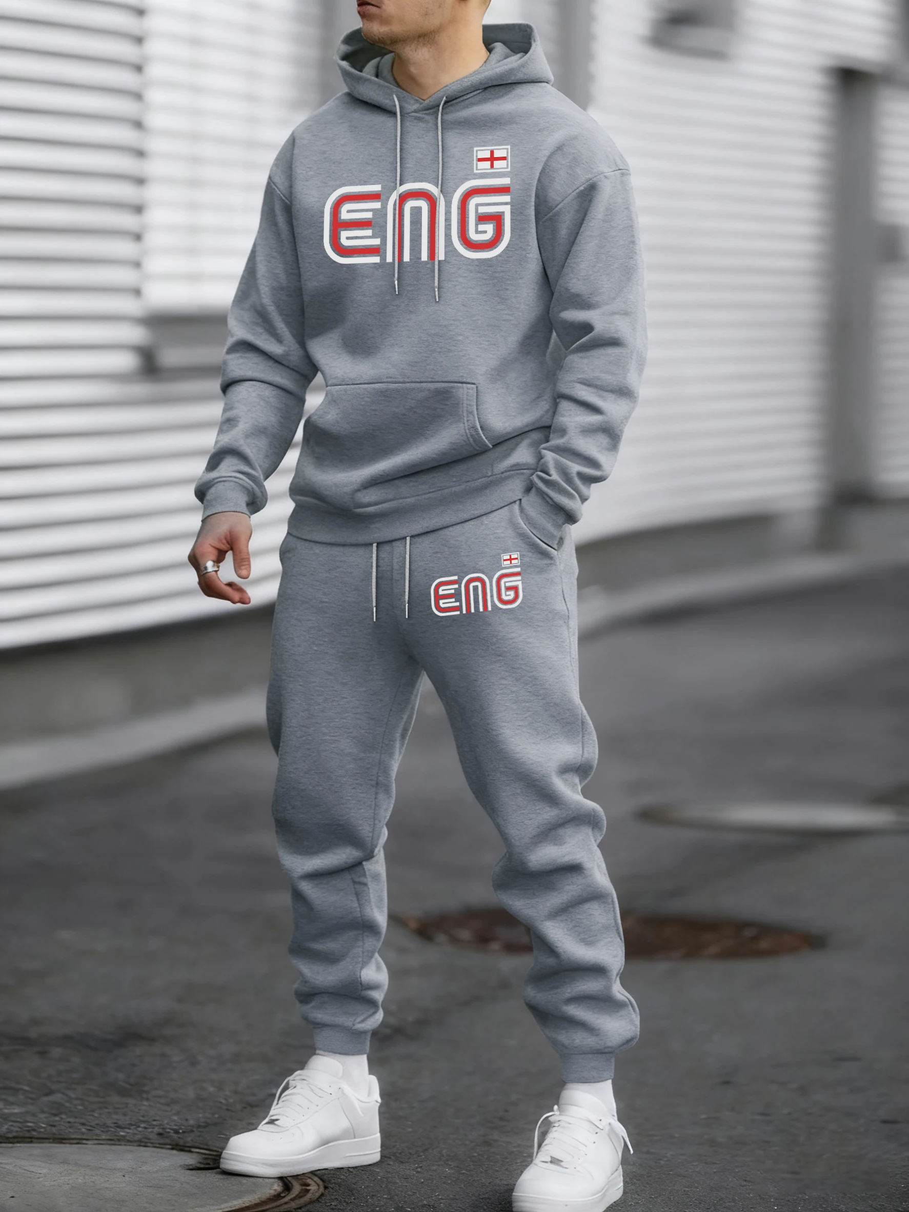 

Eng England Flag Printed Winter Fleece Fashion Hoodie Britches 2 Piece Set Of Mens Warm Soft Sweatshirts Sport Comfy Sportpants