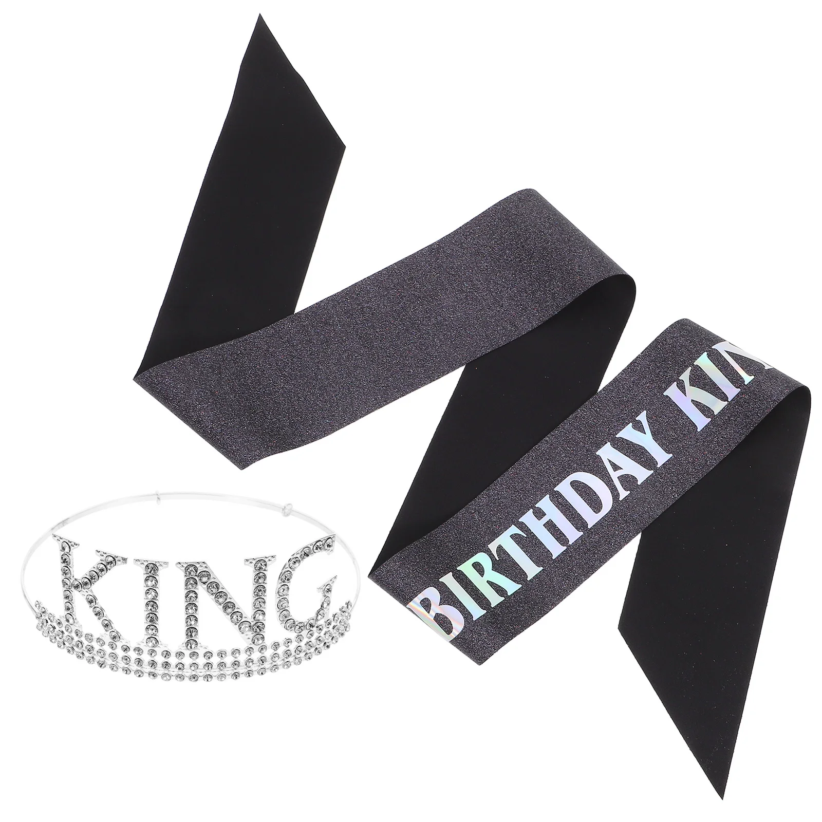 

1 Set Birthday Crown Sash For Men Durable Light Comfortable Party Decor King Crown Sash Birthday Accessories Stand Out Gift