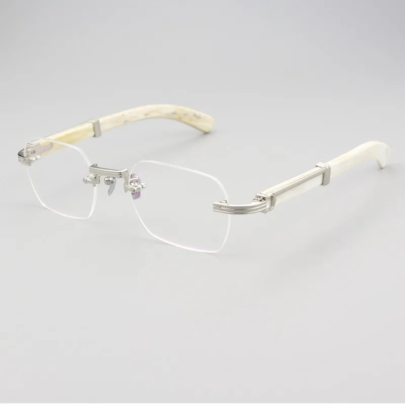 Solid Color High-end Horn White Horn Business Glasses Frame Frameless Optical Myopia Glasses Frame Presbyopia Anti-blue Light.