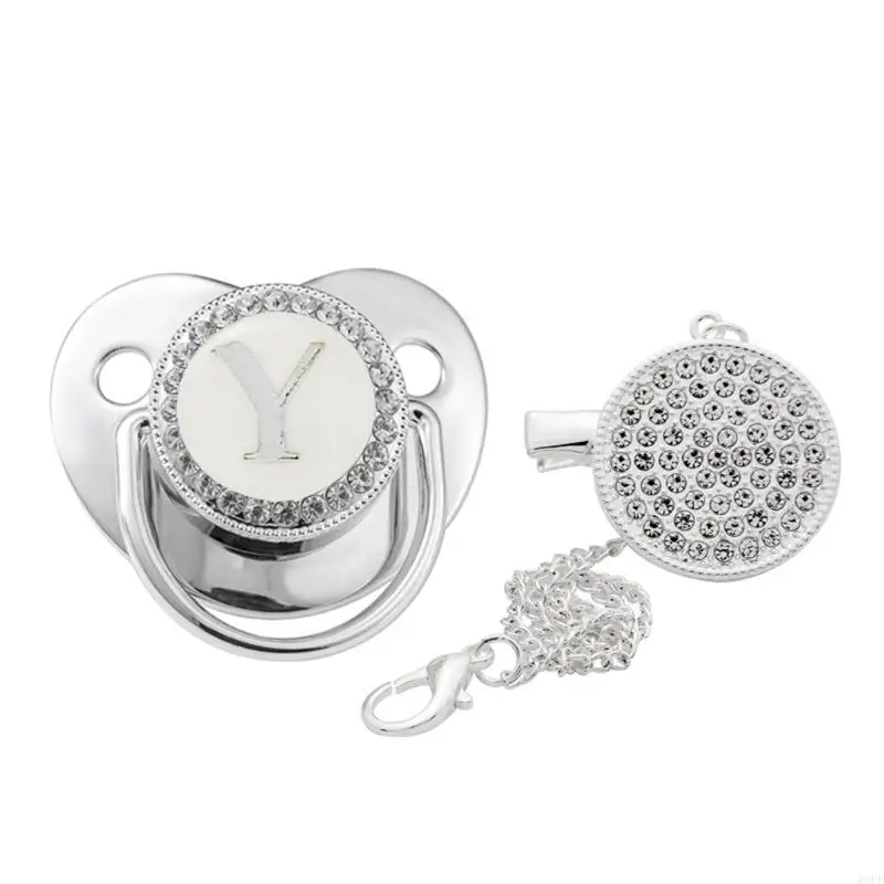 

R6fd 26 буквы детское сочинение по уходу за пятном с медовым клипом Clip Clip Crystal стразы Силиконовой сосок BPA Бесплатные