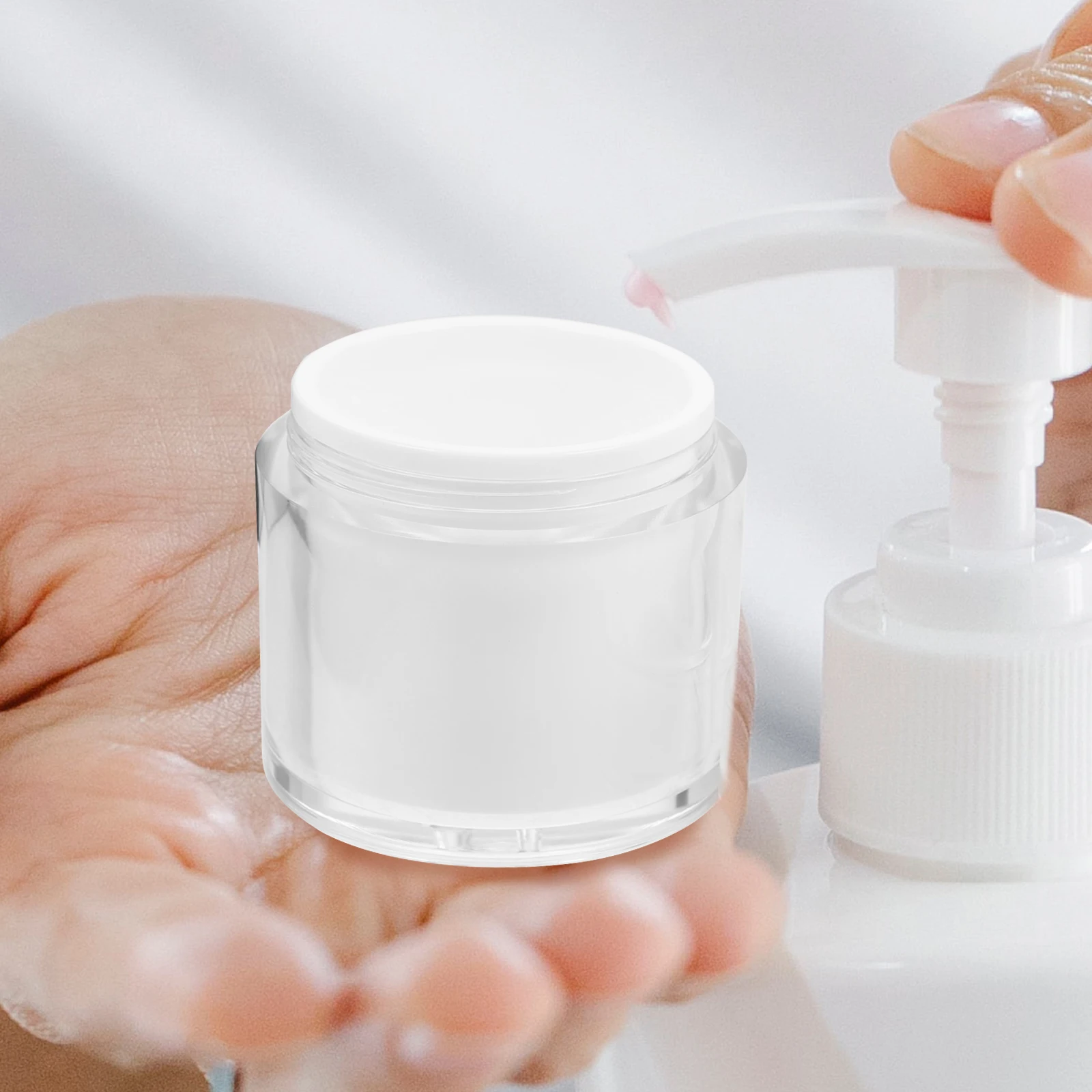 

2 Pcs Toiletries Cream Empty Bottle with Pump White AS Small Bottles Travel Lotion