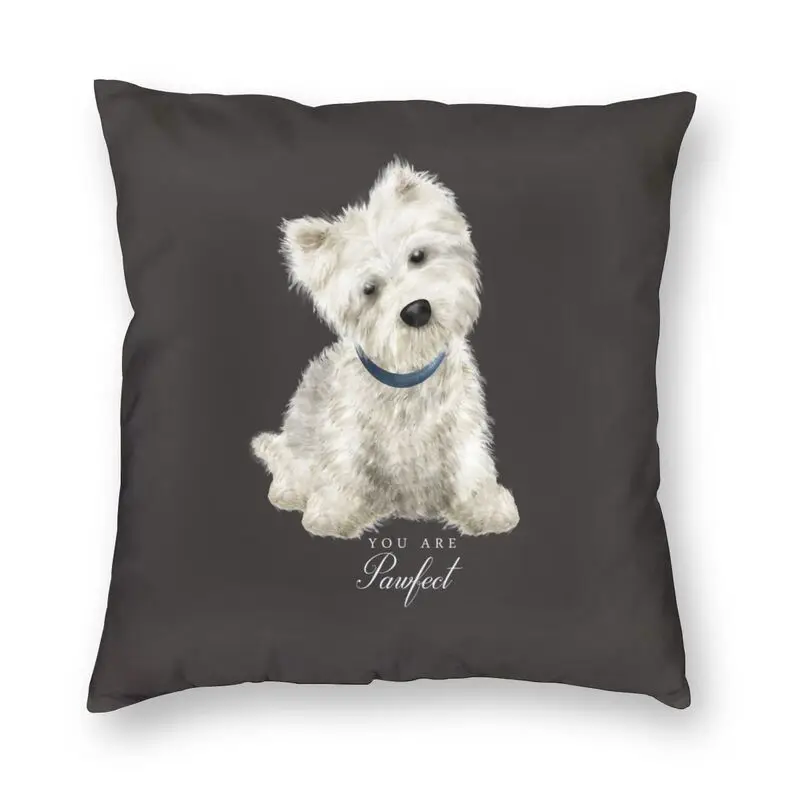 

Westie - White Square Cushion Cover, Pillow Case, Home Decor, Sofa, West Highland, White, 45x45cm