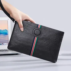 Williampolo clássico moda negócios masculino saco de embreagem couro genuíno marca luxo bolsa grande capacidade envelope saco