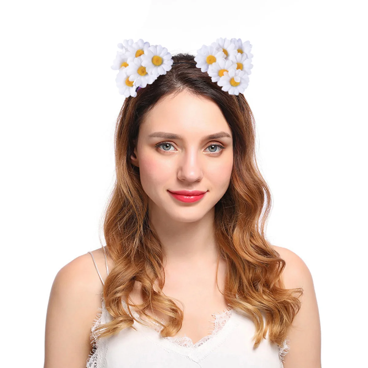 

Cat Ear Sun Flower Hairband Durable Rabbit Ears Cosplay Hoop Kids Girls Daily Use