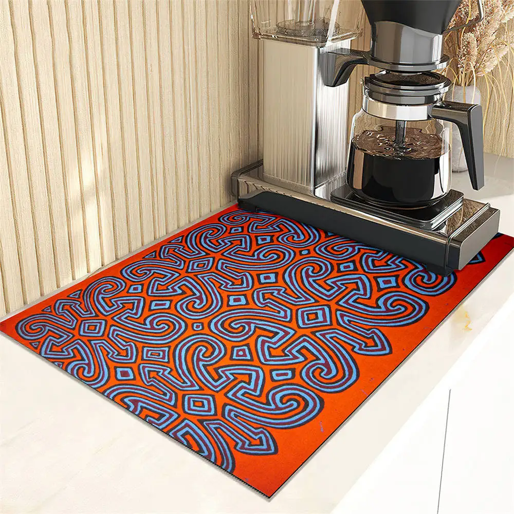 Mexican Mayan Tribal Art Drain Mat Super Absorbent Kitchen Counter Drain Pad Tableware Cup Bottle Sink Waterproof Non-slip Mats