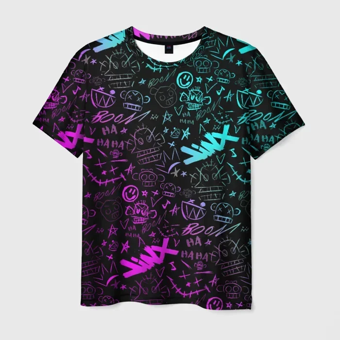 

Popular Arcane League Jinx T shirt 3D Printed Men/Women Anime T-shirts Summer Round Neck Short Sleeve Top Men Adult Cartoon Tee