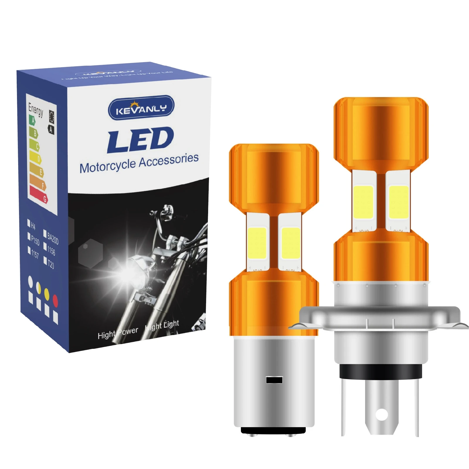 

1pcs H4 Led Moto Headlight BA20D Motorcycle Headlamps Signal Light Led Locomotive Spotlights High Low Beams COB White 12v