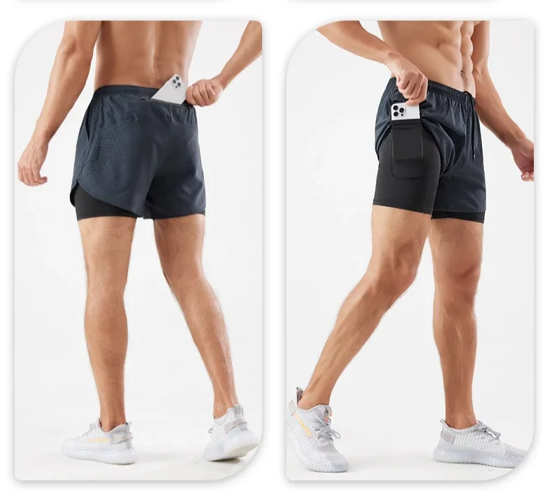 Sports shorts Double-lined basketball training fitness pants Loose and breathable running quick-drying shorts