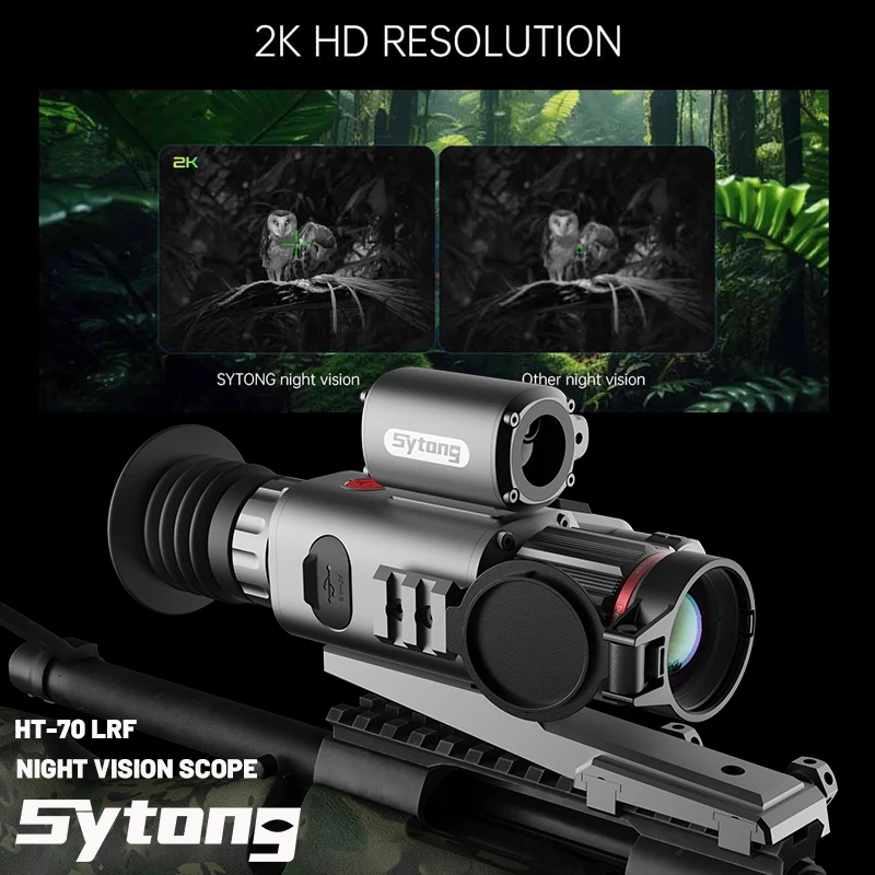 New SYTONG HT-70 LRF Night Vision Scope Built Ballistics Calculator Integrated Infrared HD- NV Sighting Optic Hunting Monocular