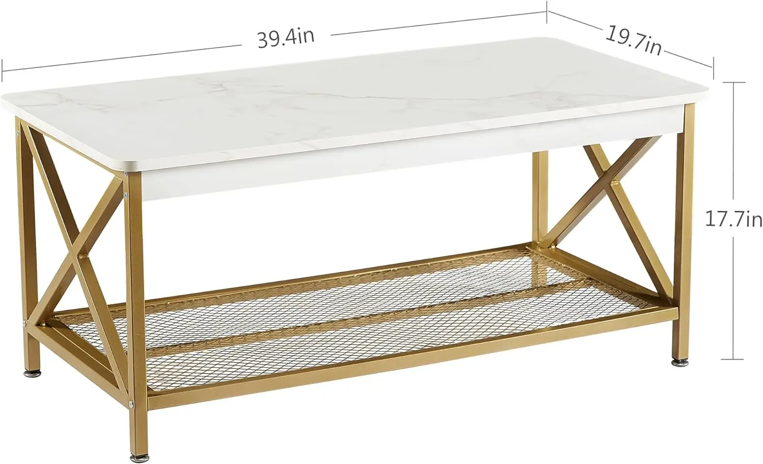 Rectangular Living Room Coffee Table with Storage Shelf, Minimalist Style, Easy to Assemble Bedroom Decorative Table